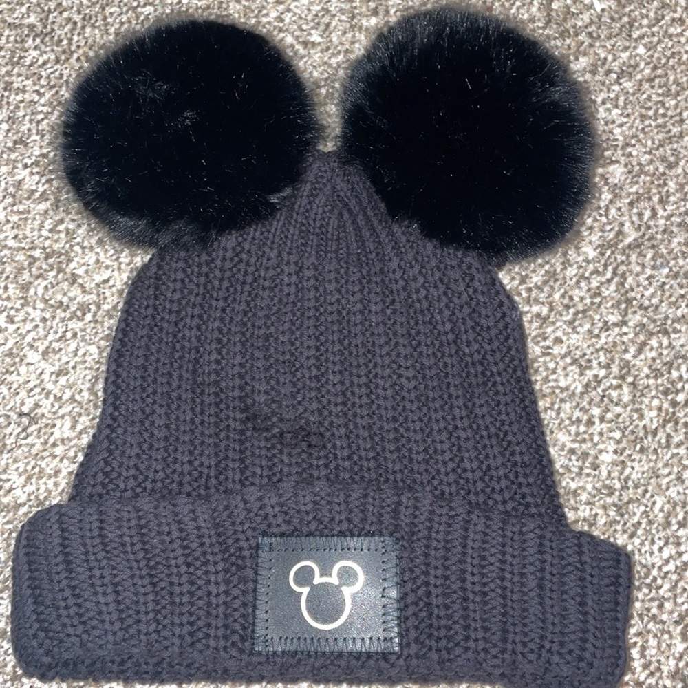 Love Your Melon Black Mickey Disney Pom-Pom Beanie